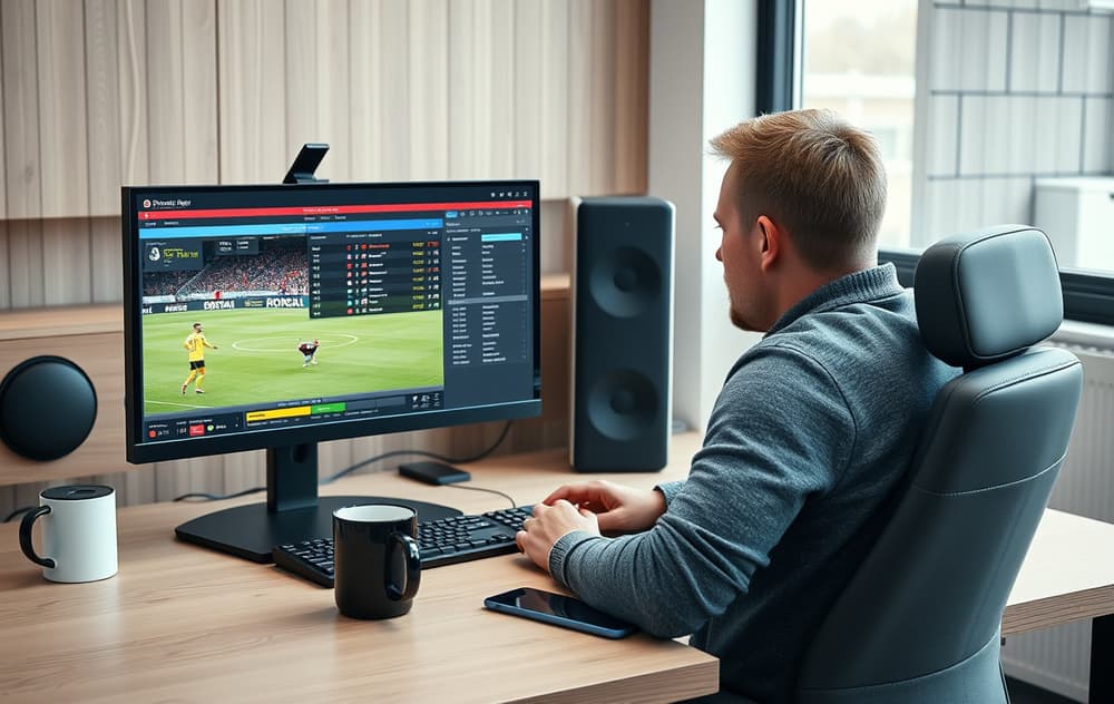 Norsk sportsbetting-entusiast sammenligner odds på to skjermer